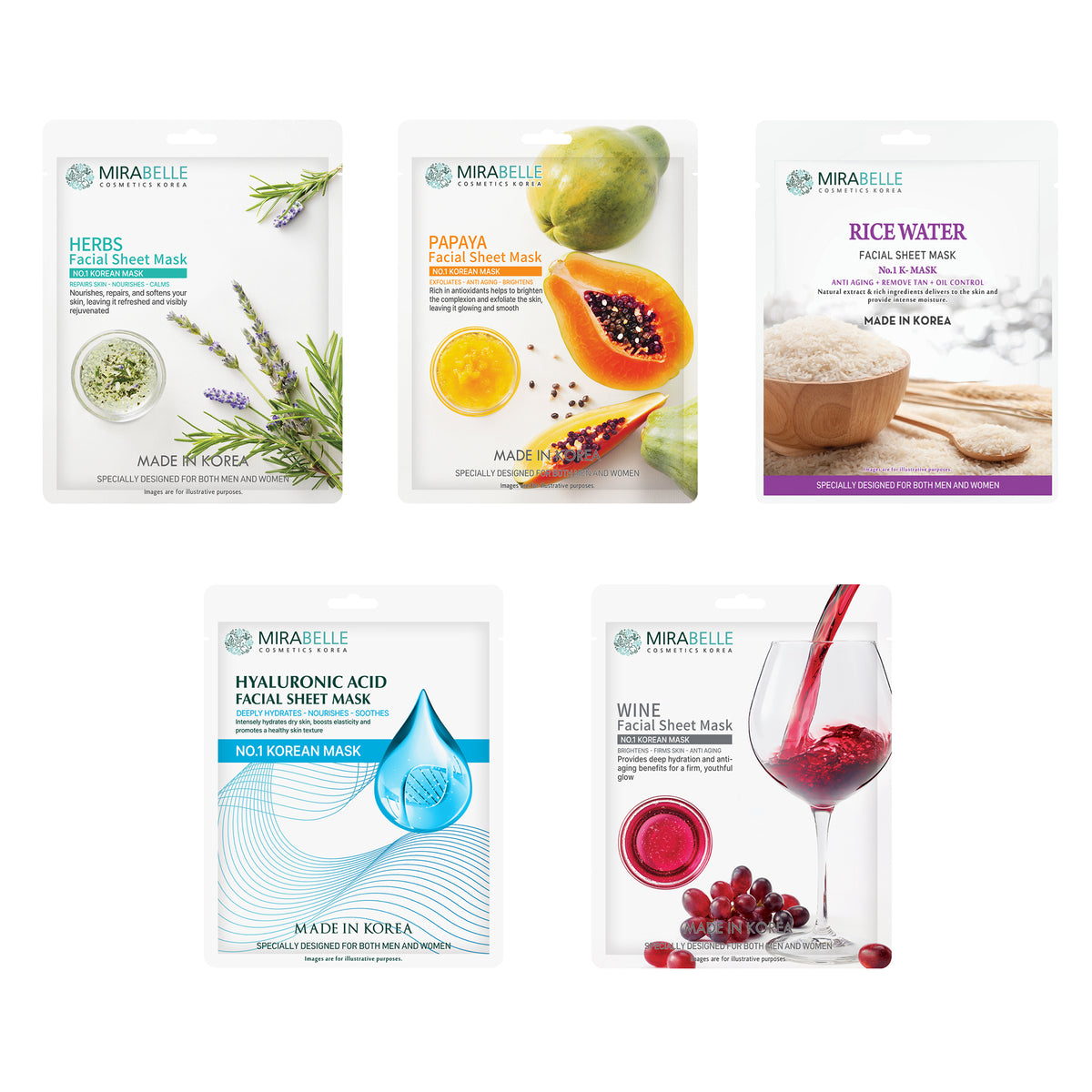 Bright Skin Facial Sheet Mask (Pack of 5)
