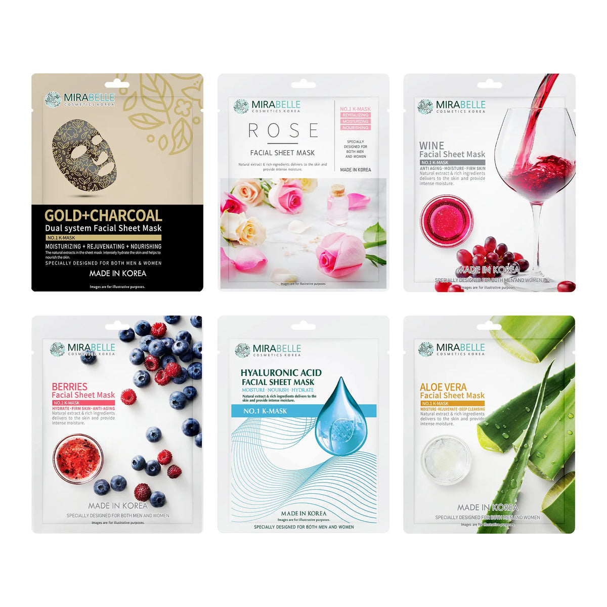 Dry Skin Korean Face Mask Sheets ( Pack of 6 )