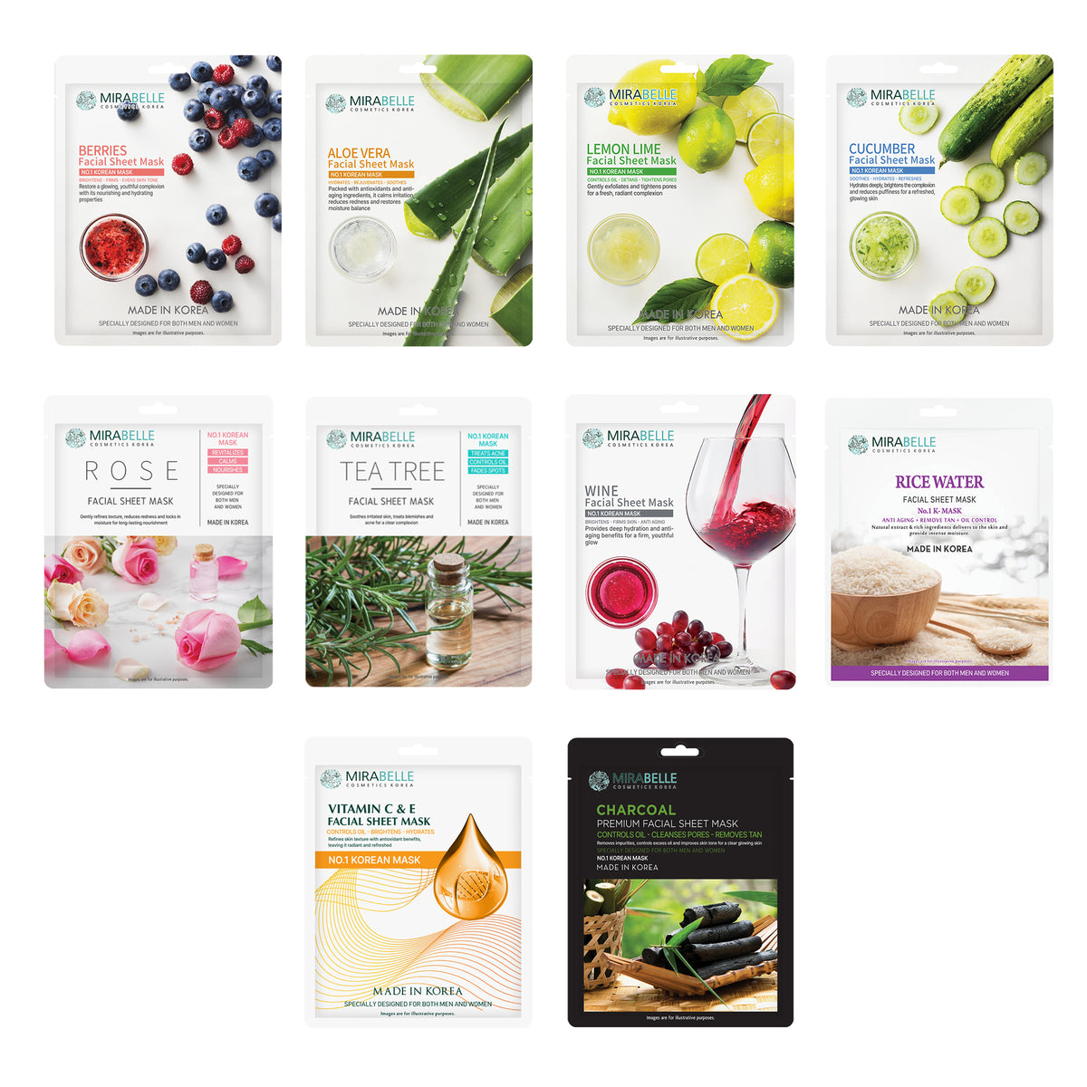 Glossy skin facial sheet mask ( Pack of 10 )