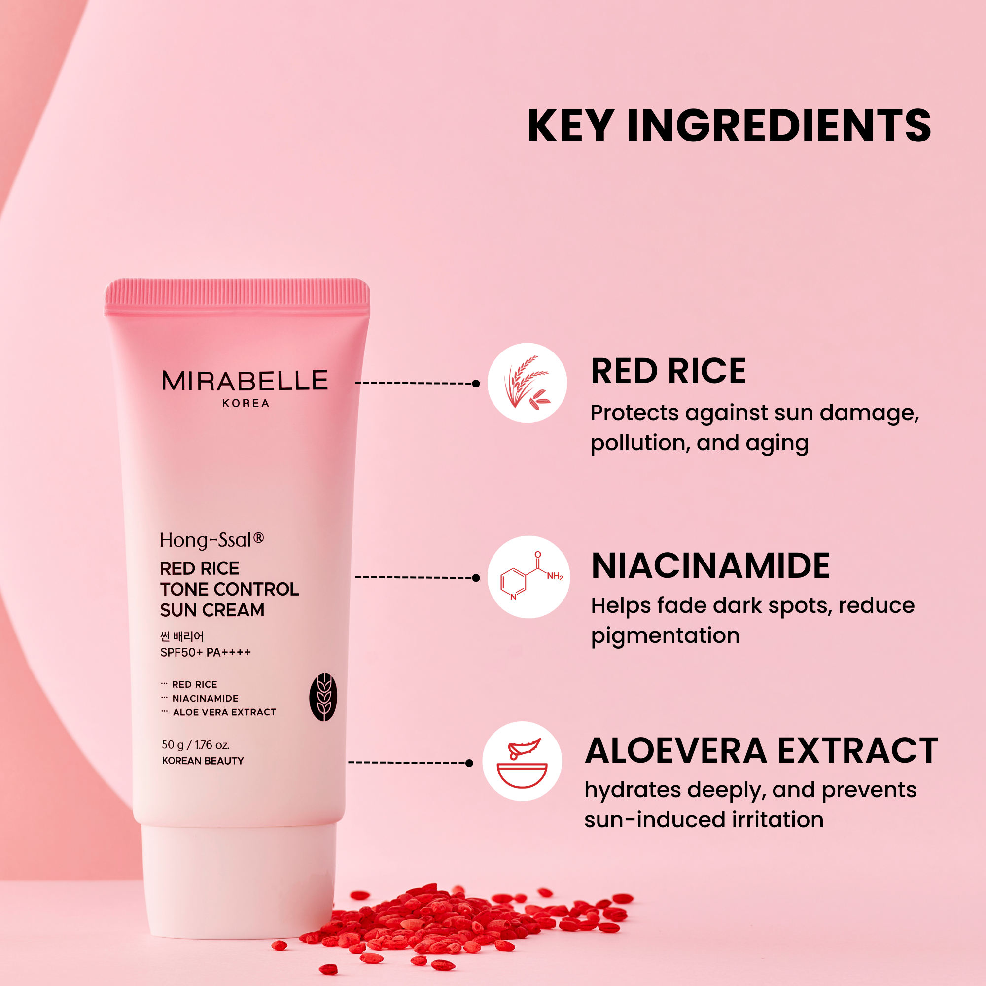 Hong Ssal Red Rice Tone Control Sun Cream
